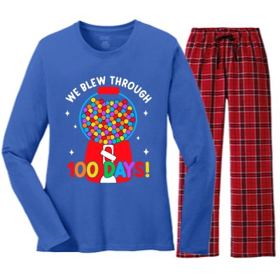 We Blew Through 100 Days Of School 100 Days Smarter Brighter Cool Gift Women's Long Sleeve Flannel Pajama Set 