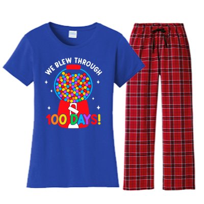 We Blew Through 100 Days Of School 100 Days Smarter Brighter Cool Gift Women's Flannel Pajama Set