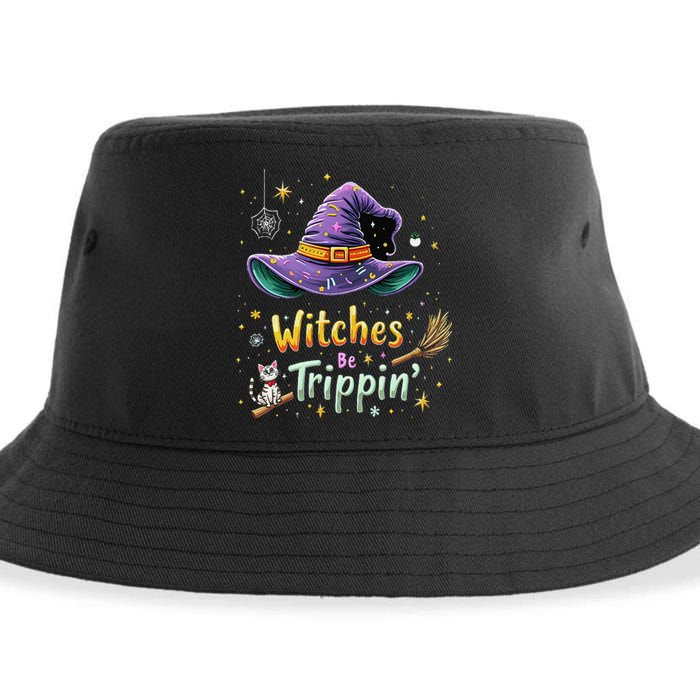 Witches Be Trippin Funny Witch Halloween Sustainable Bucket Hat