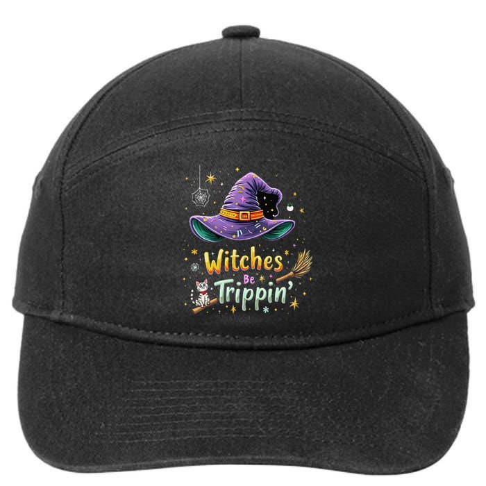 Witches Be Trippin Funny Witch Halloween 7-Panel Snapback Hat