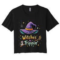 Witches Be Trippin Funny Witch Halloween Women's Crop Top Tee