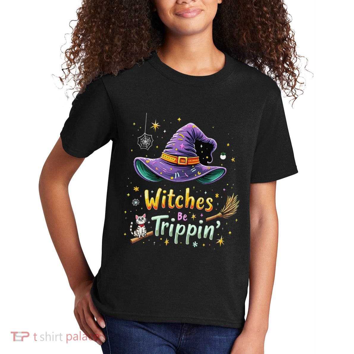 Witches Be Trippin Funny Witch Halloween Kids T-Shirt