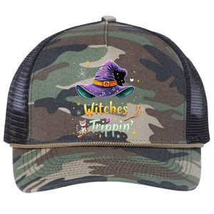 Witches Be Trippin Funny Witch Halloween Retro Rope Trucker Hat Cap