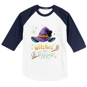 Witches Be Trippin Funny Witch Halloween Baseball Sleeve Shirt