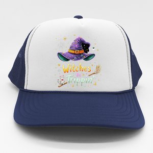 Witches Be Trippin Funny Witch Halloween Trucker Hat