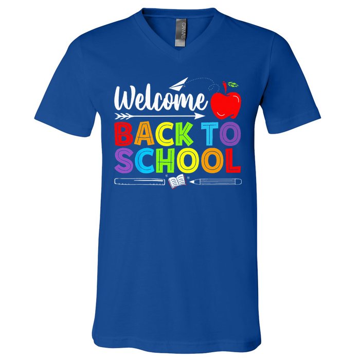 Welcome Back To School Funny Teacher Love V-Neck T-Shirt