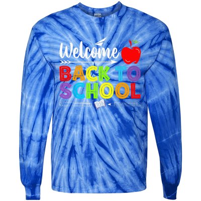 Welcome Back To School Funny Teacher Love Tie-Dye Long Sleeve Shirt