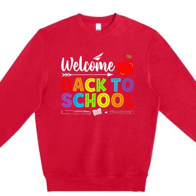 Welcome Back To School Funny Teacher Love Premium Crewneck Sweatshirt