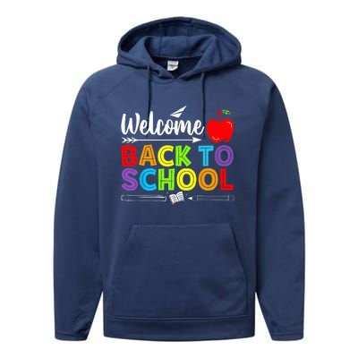 Welcome Back To School Funny Teacher Love Performance Fleece Hoodie