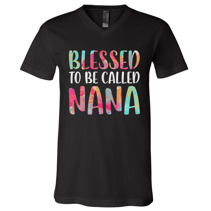 Womens Blessed To Be Called Nana Mother's Day V-Neck T-Shirt