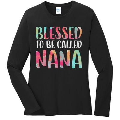 Womens Blessed To Be Called Nana Mother's Day Ladies Long Sleeve Shirt