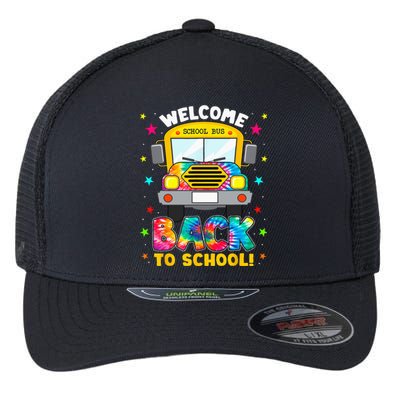 Welcome Back To School Funny Outfit School Bus Driver Flexfit Unipanel Trucker Cap