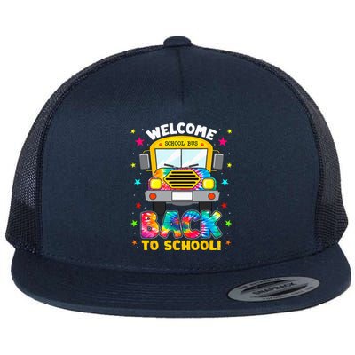 Welcome Back To School Funny Outfit School Bus Driver Flat Bill Trucker Hat