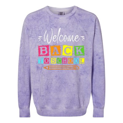 Welcome Back To School First Day Of School Teachers Students Colorblast Crewneck Sweatshirt