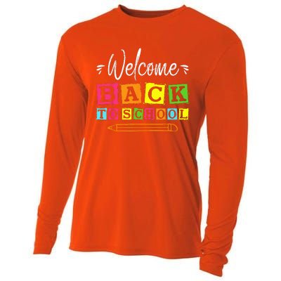 Welcome Back To School First Day Of School Teachers Students Cooling Performance Long Sleeve Crew