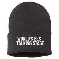 World’s Best Talking Stage Funny Quote Sustainable Knit Beanie