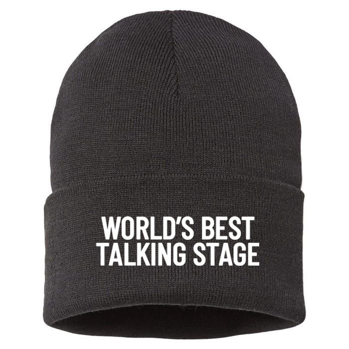 World’s Best Talking Stage Funny Quote Sustainable Knit Beanie