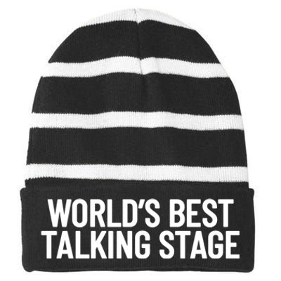 World’s Best Talking Stage Funny Quote Striped Beanie with Solid Band