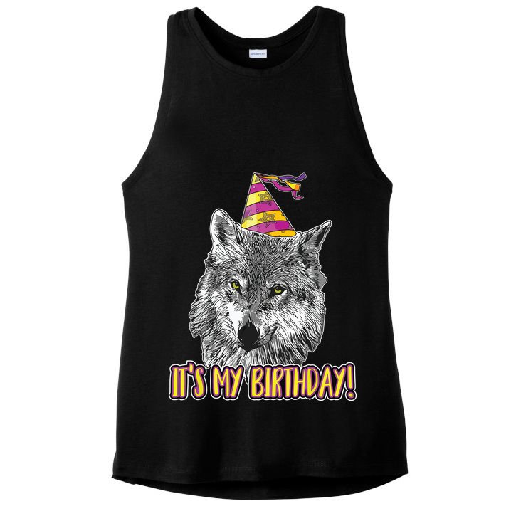 Wolf Birthday Themed Party Wolves Theme Wolf Lover Ladies PosiCharge Tri-Blend Wicking Tank