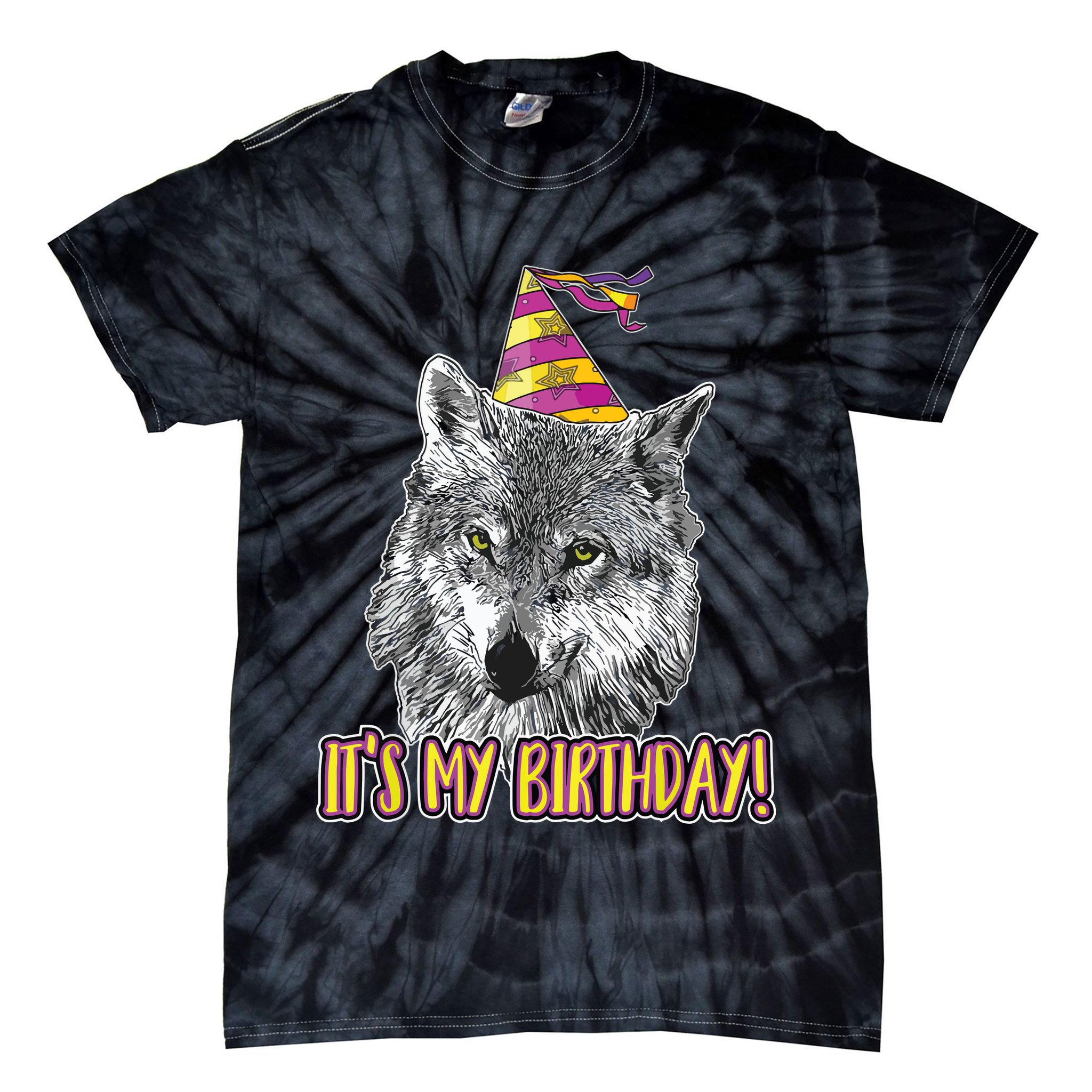 Wolf Birthday Themed Party Wolves Theme Wolf Lover Tie-Dye T-Shirt