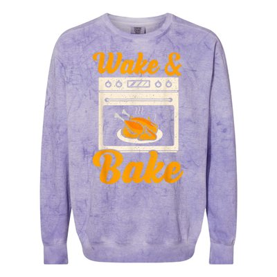 Wake Bake Turkey Feast Meal Dinner Chef Thanksgiving Colorblast Crewneck Sweatshirt