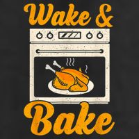 Wake Bake Turkey Feast Meal Dinner Chef Thanksgiving 7 Panel Mesh Trucker Snapback Hat