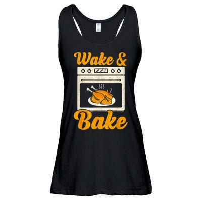 Wake Bake Turkey Feast Meal Dinner Chef Thanksgiving Ladies Essential Flowy Tank