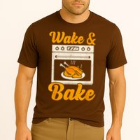 Wake Bake Turkey Feast Meal Dinner Chef Thanksgiving Cooling Performance Crew T-Shirt