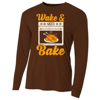 Wake Bake Turkey Feast Meal Dinner Chef Thanksgiving Cooling Performance Long Sleeve Crew