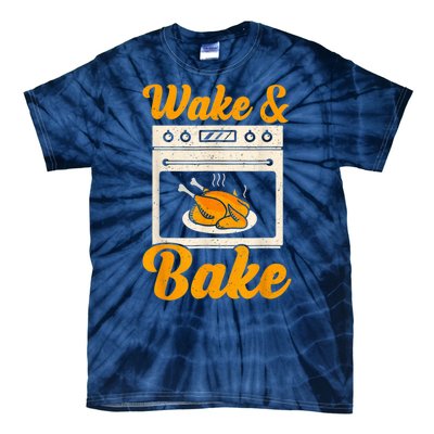 Wake Bake Turkey Feast Meal Dinner Chef Thanksgiving Tie-Dye T-Shirt