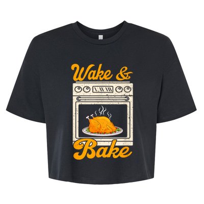 Wake Bake Turkey Feast Meal Dinner Chef Funny Thanksgiving Bella+Canvas Jersey Crop Tee