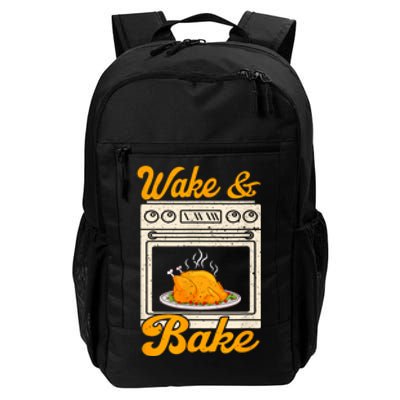 Wake Bake Turkey Feast Meal Dinner Chef Funny Thanksgiving Daily Commute Backpack