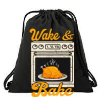 Wake Bake Turkey Feast Meal Dinner Chef Funny Thanksgiving Drawstring Bag