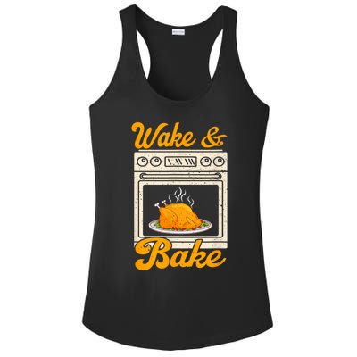 Wake Bake Turkey Feast Meal Dinner Chef Funny Thanksgiving Ladies PosiCharge Competitor Racerback Tank