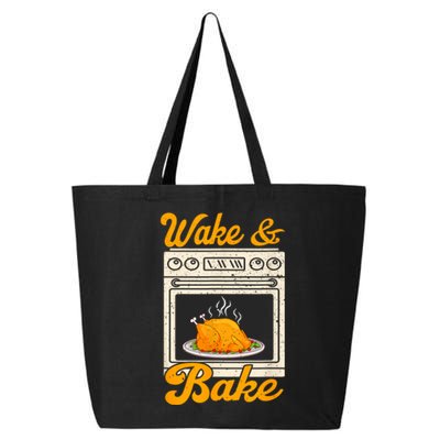 Wake Bake Turkey Feast Meal Dinner Chef Funny Thanksgiving 25L Jumbo Tote