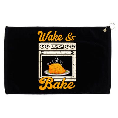 Wake Bake Turkey Feast Meal Dinner Chef Funny Thanksgiving Grommeted Golf Towel