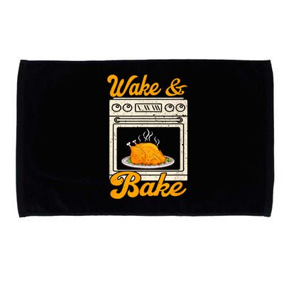 Wake Bake Turkey Feast Meal Dinner Chef Funny Thanksgiving Microfiber Hand Towel