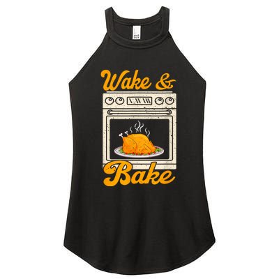 Wake Bake Turkey Feast Meal Dinner Chef Funny Thanksgiving Women’s Perfect Tri Rocker Tank