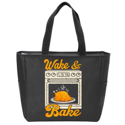 Wake Bake Turkey Feast Meal Dinner Chef Funny Thanksgiving Zip Tote Bag