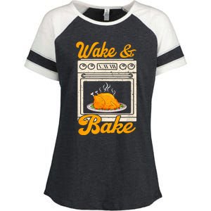 Wake Bake Turkey Feast Meal Dinner Chef Funny Thanksgiving Enza Ladies Jersey Colorblock Tee