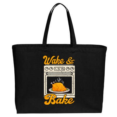 Wake Bake Turkey Feast Meal Dinner Chef Funny Thanksgiving Cotton Canvas Jumbo Tote