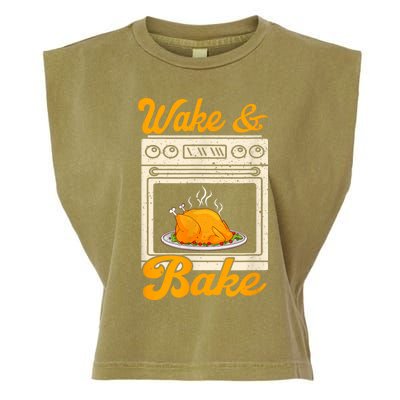 Wake Bake Turkey Feast Meal Dinner Chef Funny Thanksgiving Garment-Dyed Women's Muscle Tee