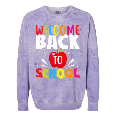 Welcome Back To School Retro First Day Of School Teacher Colorblast Crewneck Sweatshirt