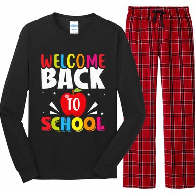 Welcome Back To School Retro First Day Of School Teacher Long Sleeve Pajama Set