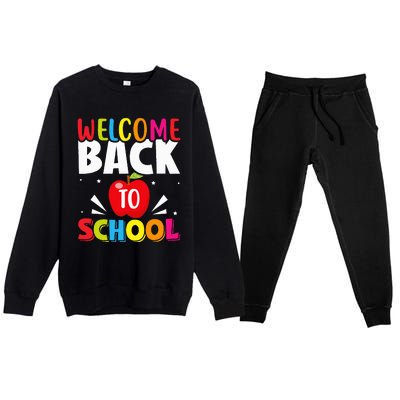 Welcome Back To School Retro First Day Of School Teacher Premium Crewneck Sweatsuit Set