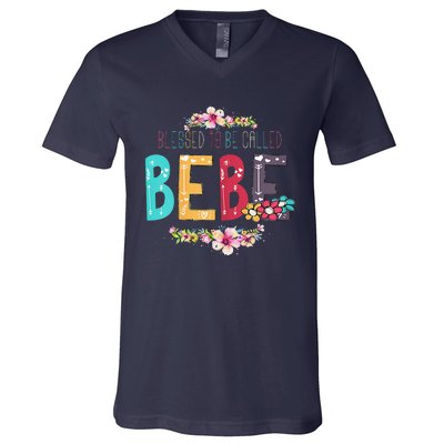 Womens Blessed To Be Called Bebe Bebe To Be Mothers Day V-Neck T-Shirt