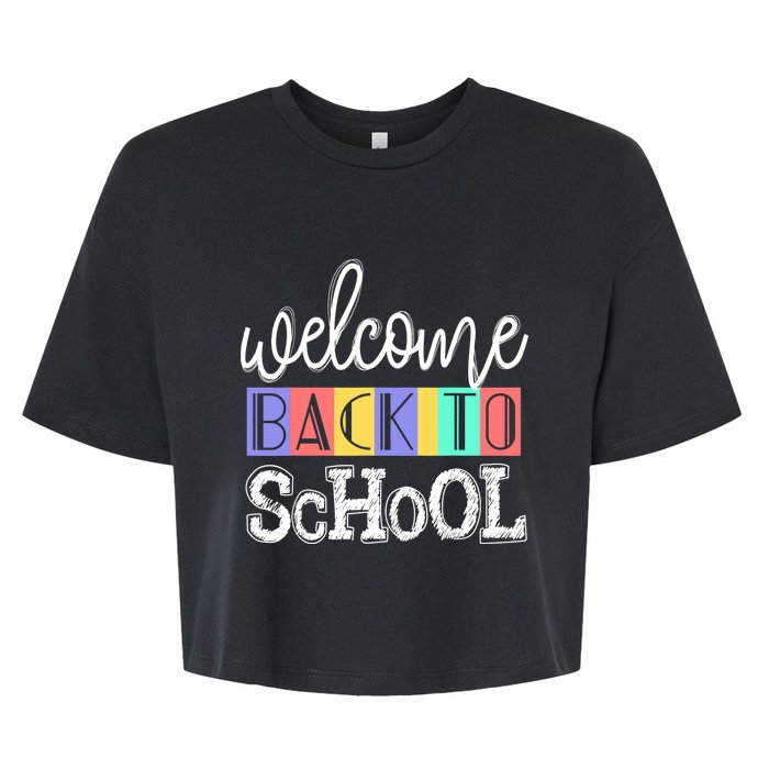 Welcome Back To School First Day of School Teachers Gifts Bella+Canvas Jersey Crop Tee