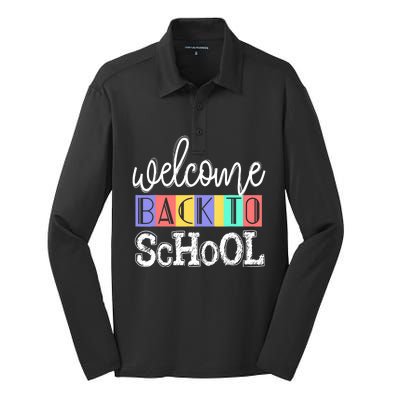 Welcome Back To School First Day of School Teachers Gifts Silk Touch Performance Long Sleeve Polo