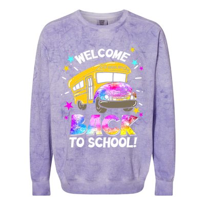 Welcome Back To School Funny School Bus Driver Colorblast Crewneck Sweatshirt