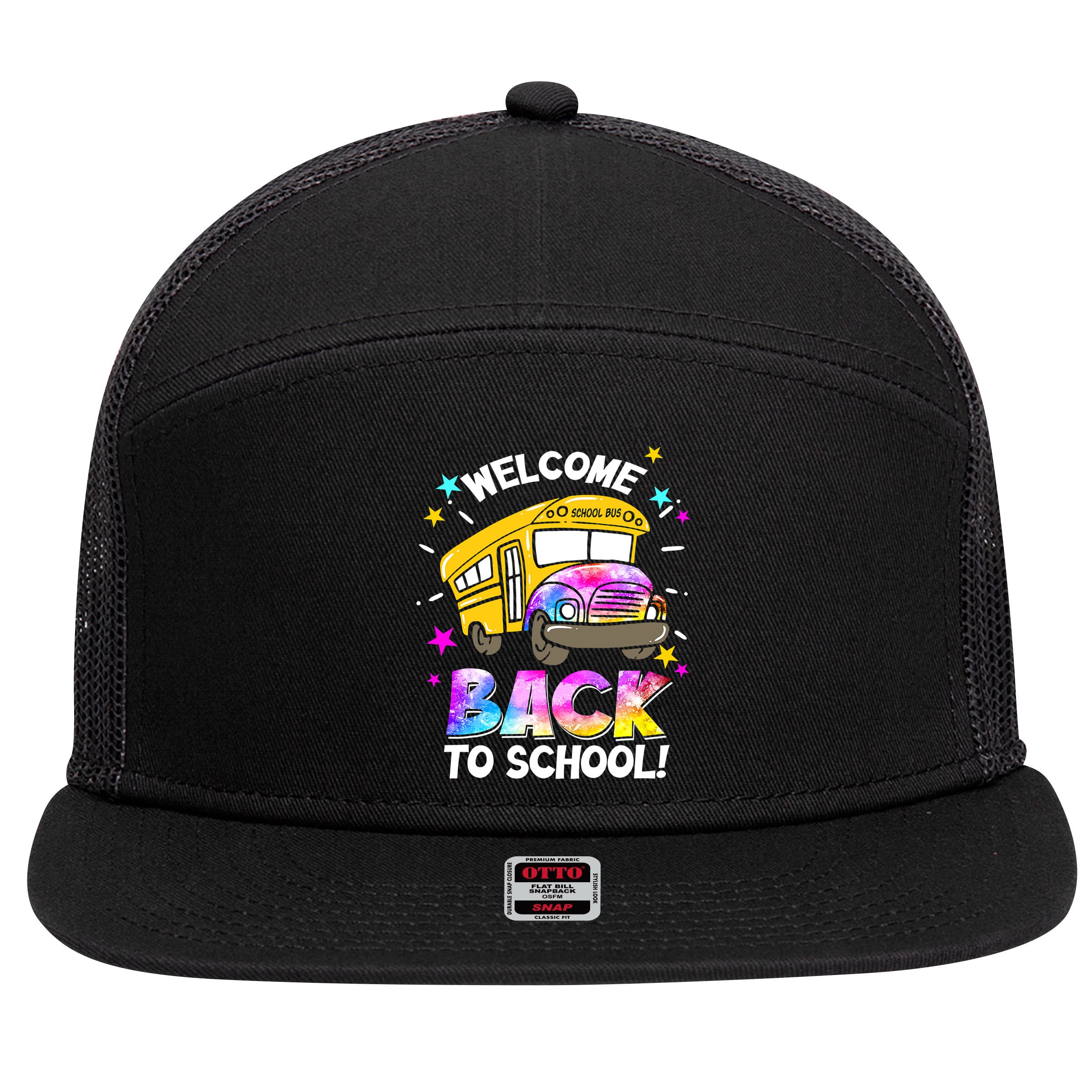 Welcome Back To School Funny School Bus Driver 7 Panel Mesh Trucker Snapback Hat